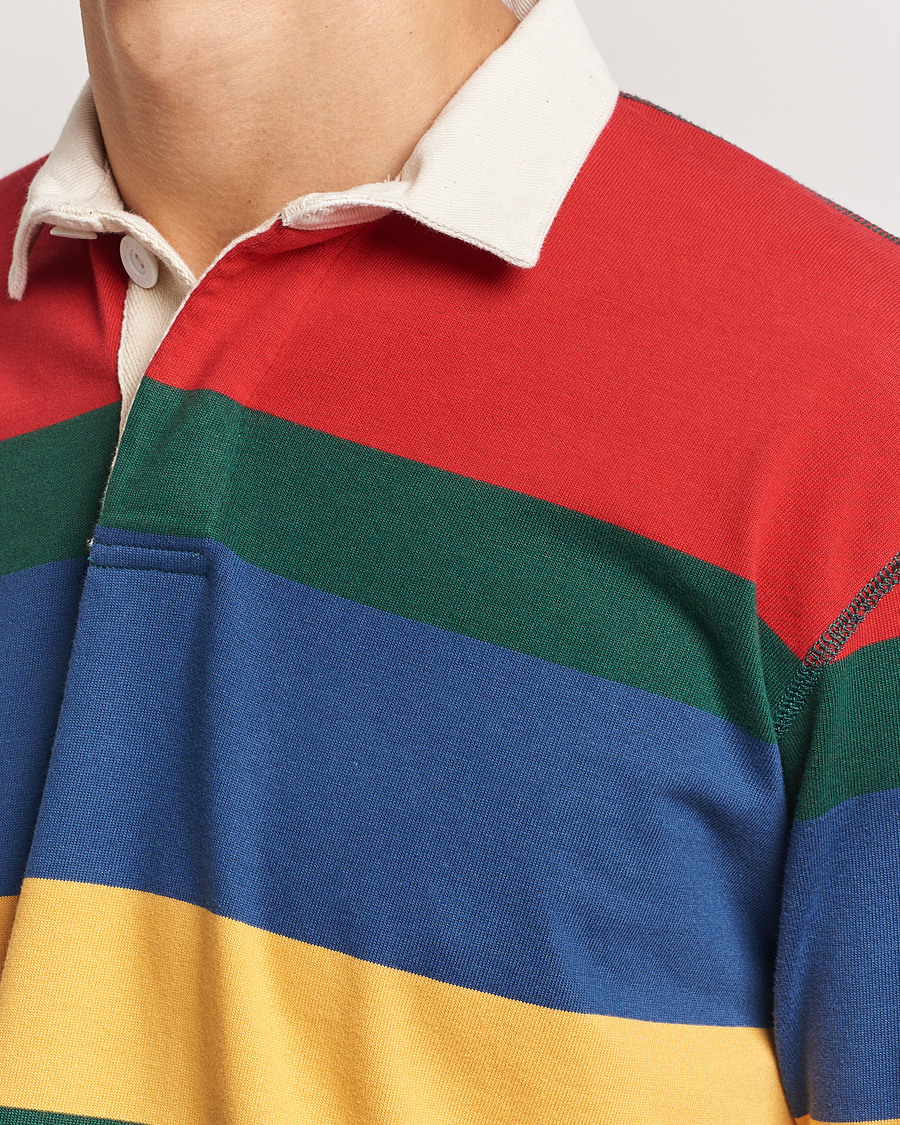 Homme | Pulls Et Tricots | Drake's | Multi Striped Rugby Shirt Red/Green/Blue