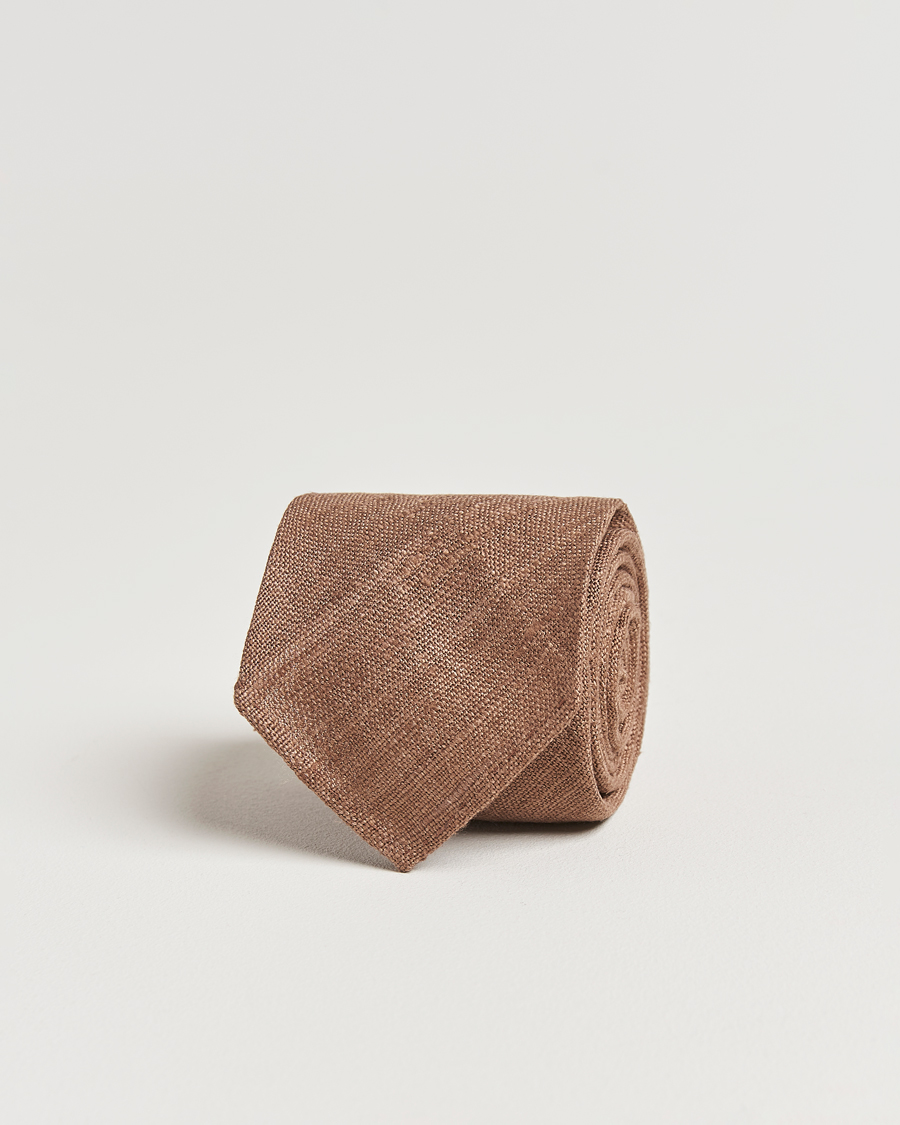 Homme | Drake's Silk Tussah Handrolled Tie Coffee | Drake's | Silk Tussah Handrolled Tie Coffee