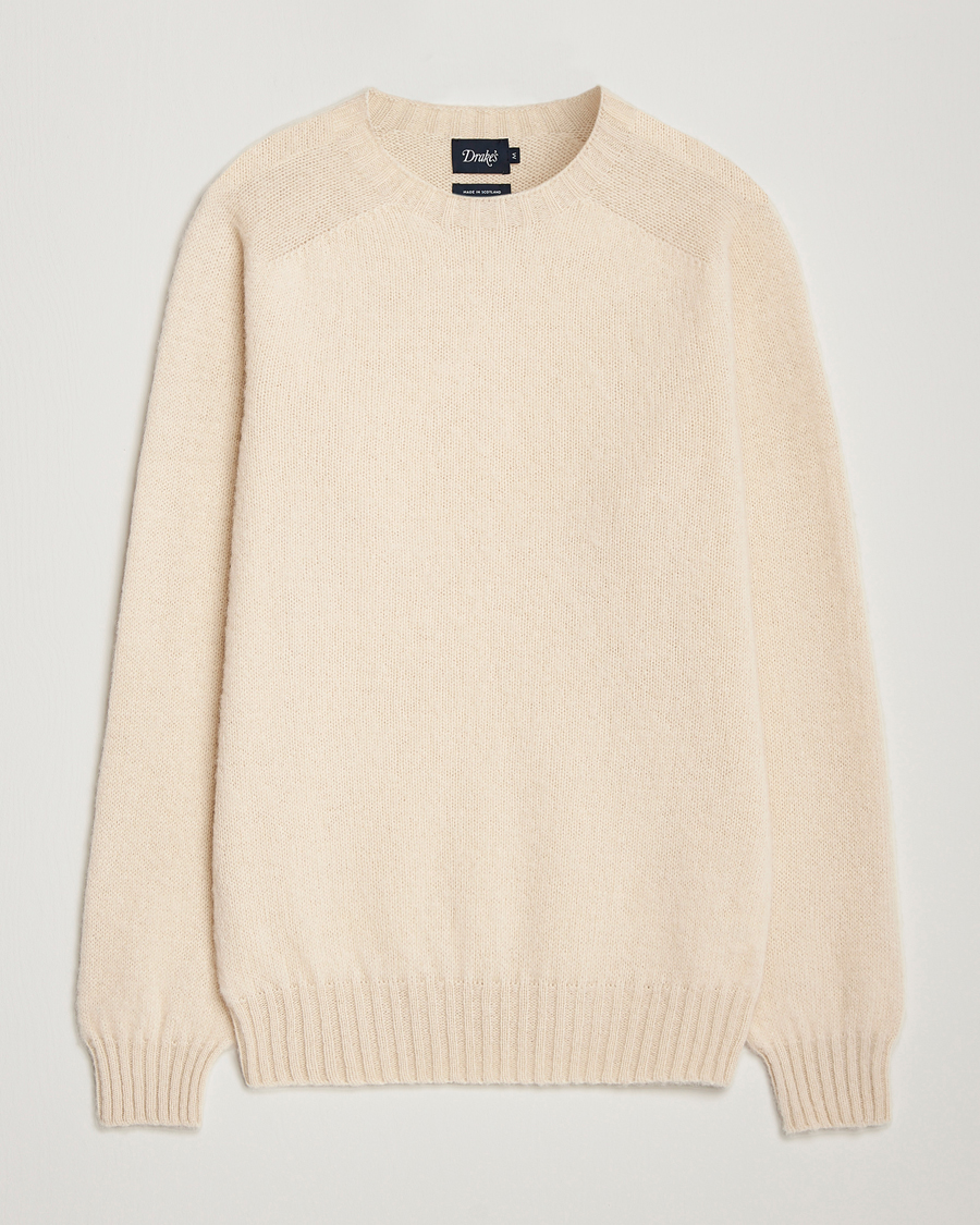 Homme | Pulls Et Tricots | Drake's | Brushed Shetland Crew Ecru