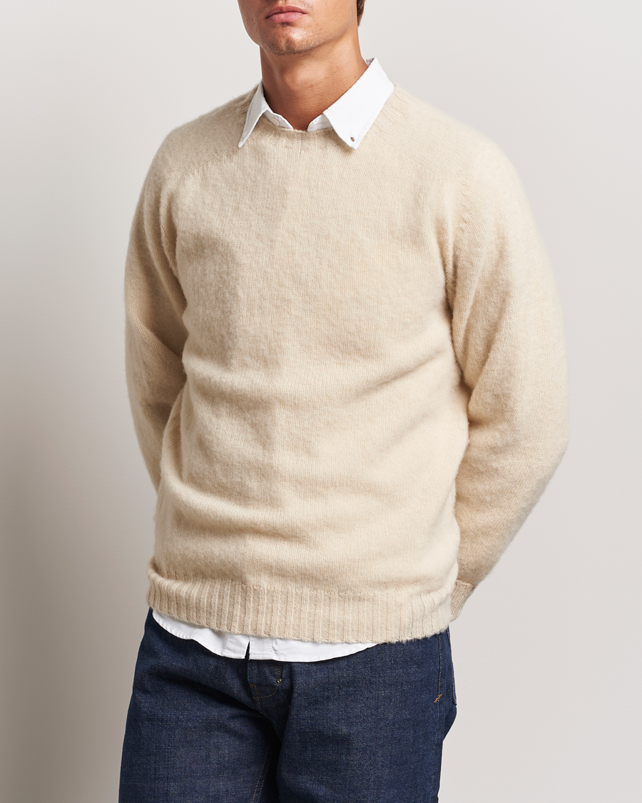 Homme | Pulls Et Tricots | Drake's | Brushed Shetland Crew Ecru