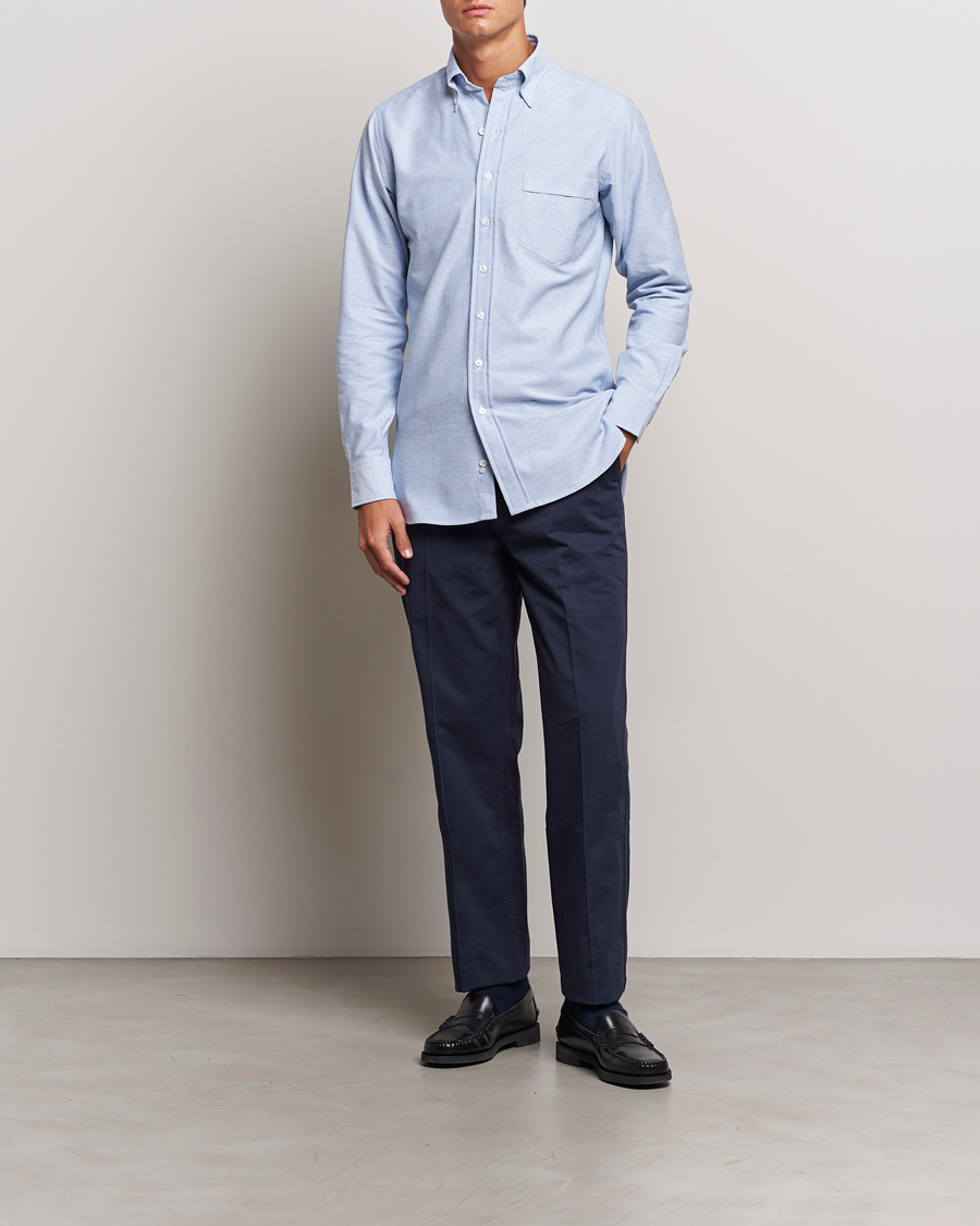 Heren | Overhemden | Drake's | Button Down Oxford Shirt Blue