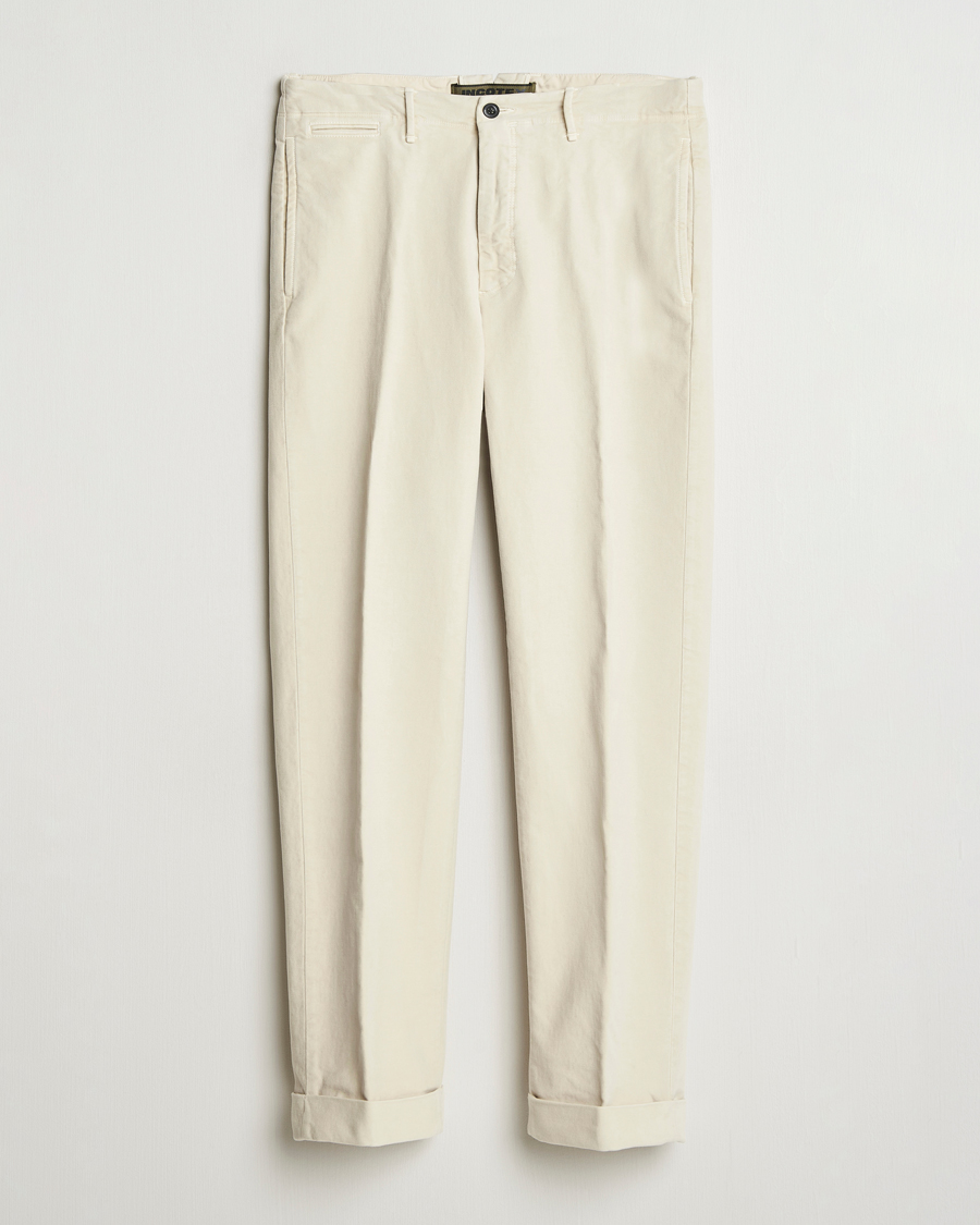 Heren | Broeken | Incotex | Regular Fit Moleskin Slacks Off White