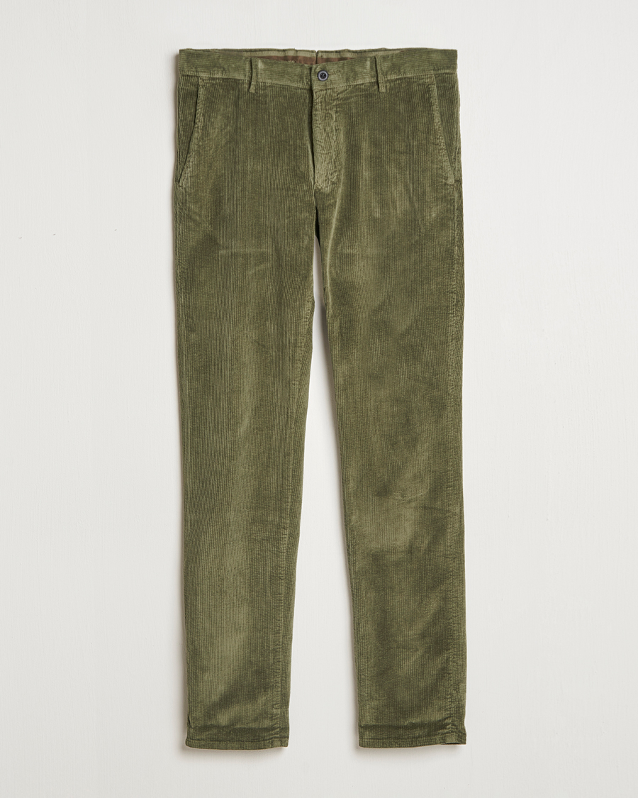 Heren | Broeken | Incotex | Slim Fit Leisure Cord Slacks Dark Green