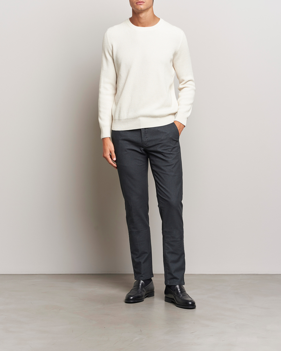 Heren | Broeken | Incotex | Slim Fit Houndstooth Cotton Pants Dark Grey