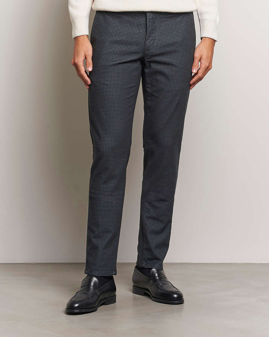 Heren | Broeken | Incotex | Slim Fit Houndstooth Cotton Pants Dark Grey