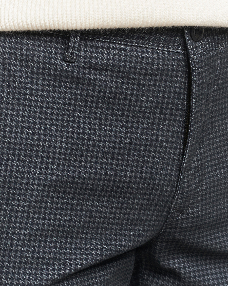 Heren | Broeken | Incotex | Slim Fit Houndstooth Cotton Pants Dark Grey