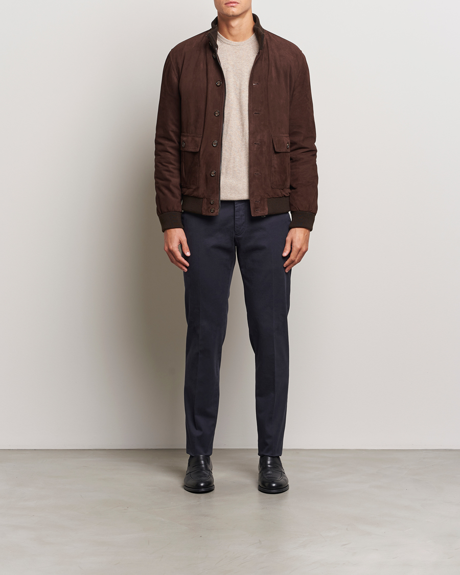 Heren | Broeken | Incotex | Slim Fit Cotton Stretch Chinos Navy