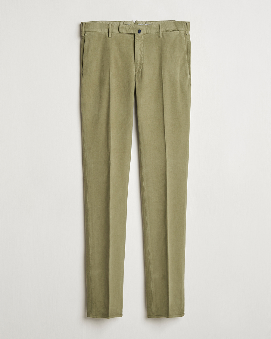 Heren | Broeken | Incotex | Slim Fit Luxury Moleskine Trousers Sage