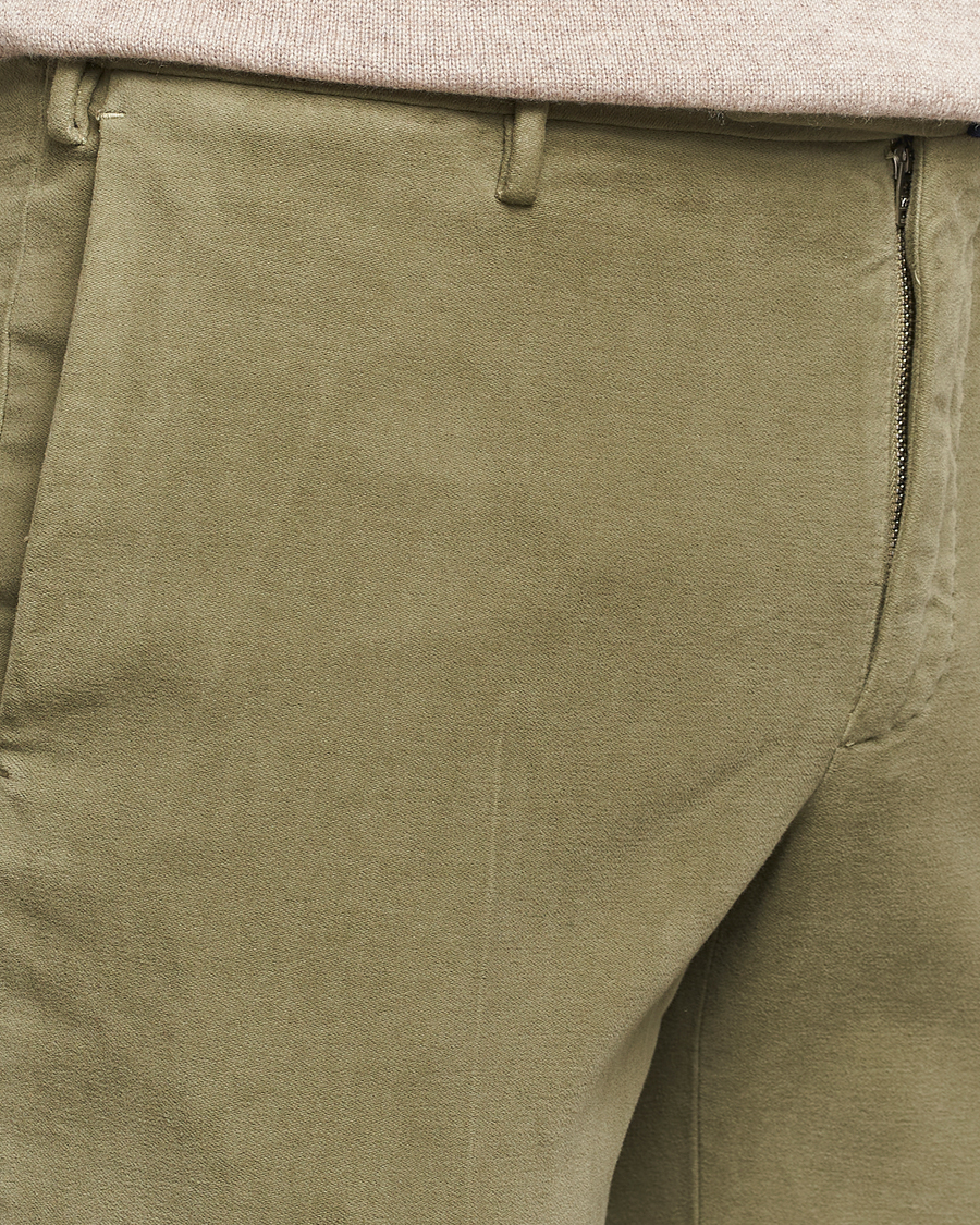 Heren | Broeken | Incotex | Slim Fit Luxury Moleskine Trousers Sage
