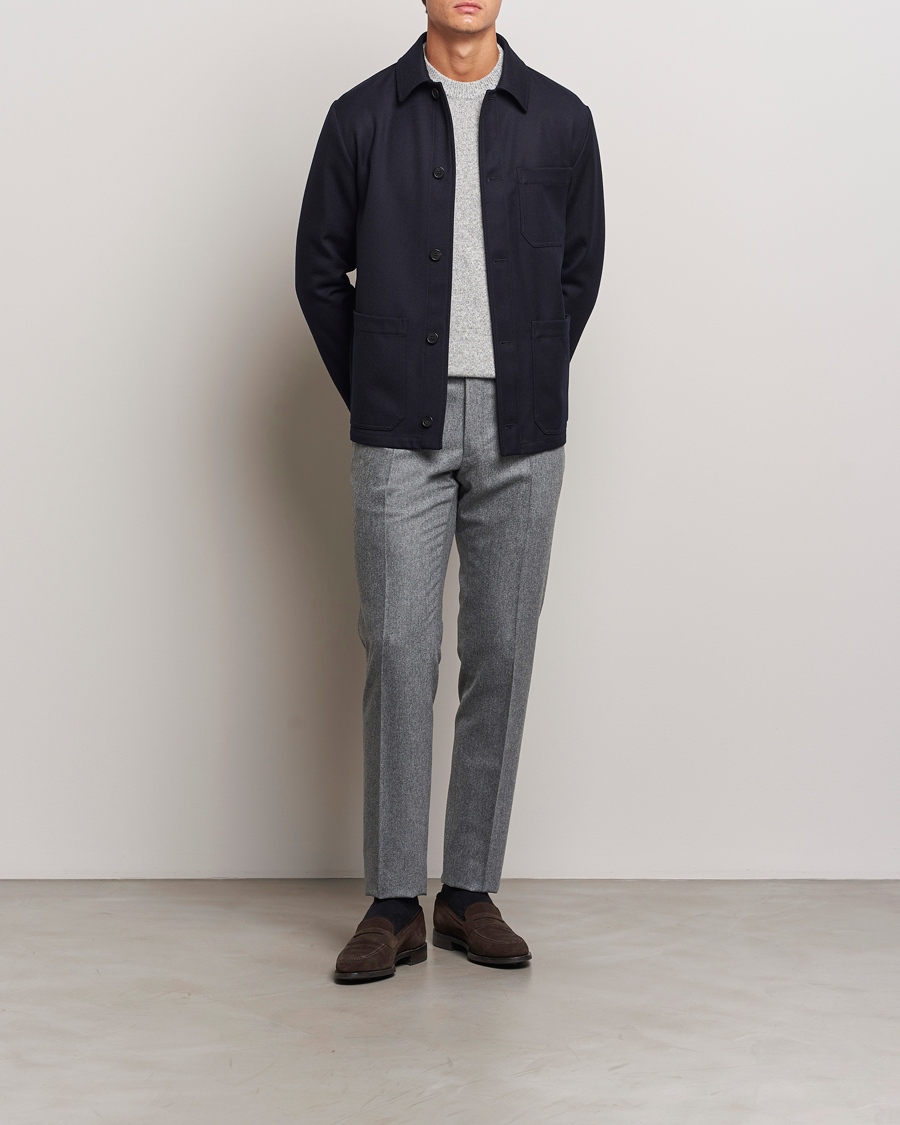 Heren | Broeken | Incotex | Slim Fit Carded Flannel Trousers Grey Melange