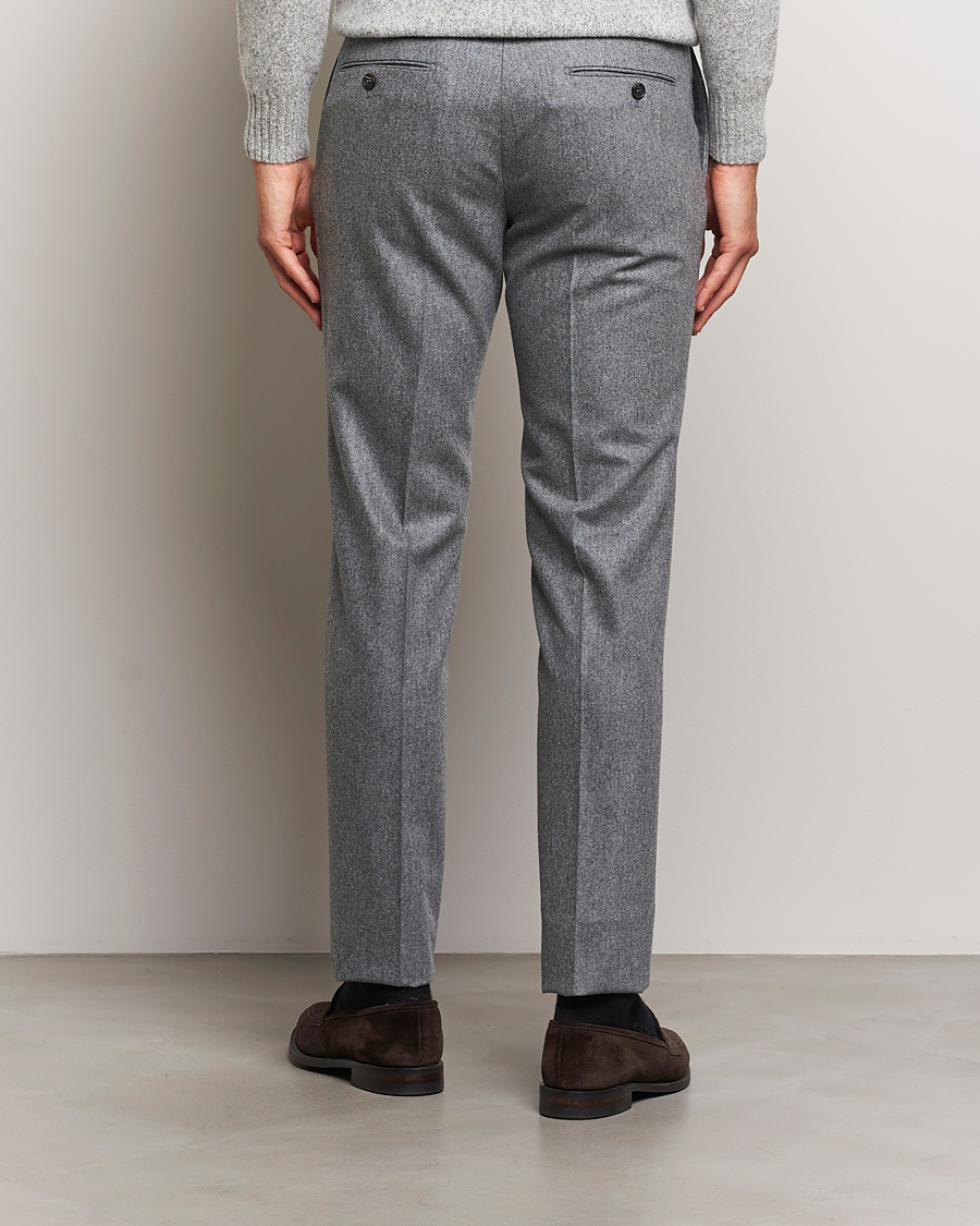 Heren | Broeken | Incotex | Slim Fit Carded Flannel Trousers Grey Melange