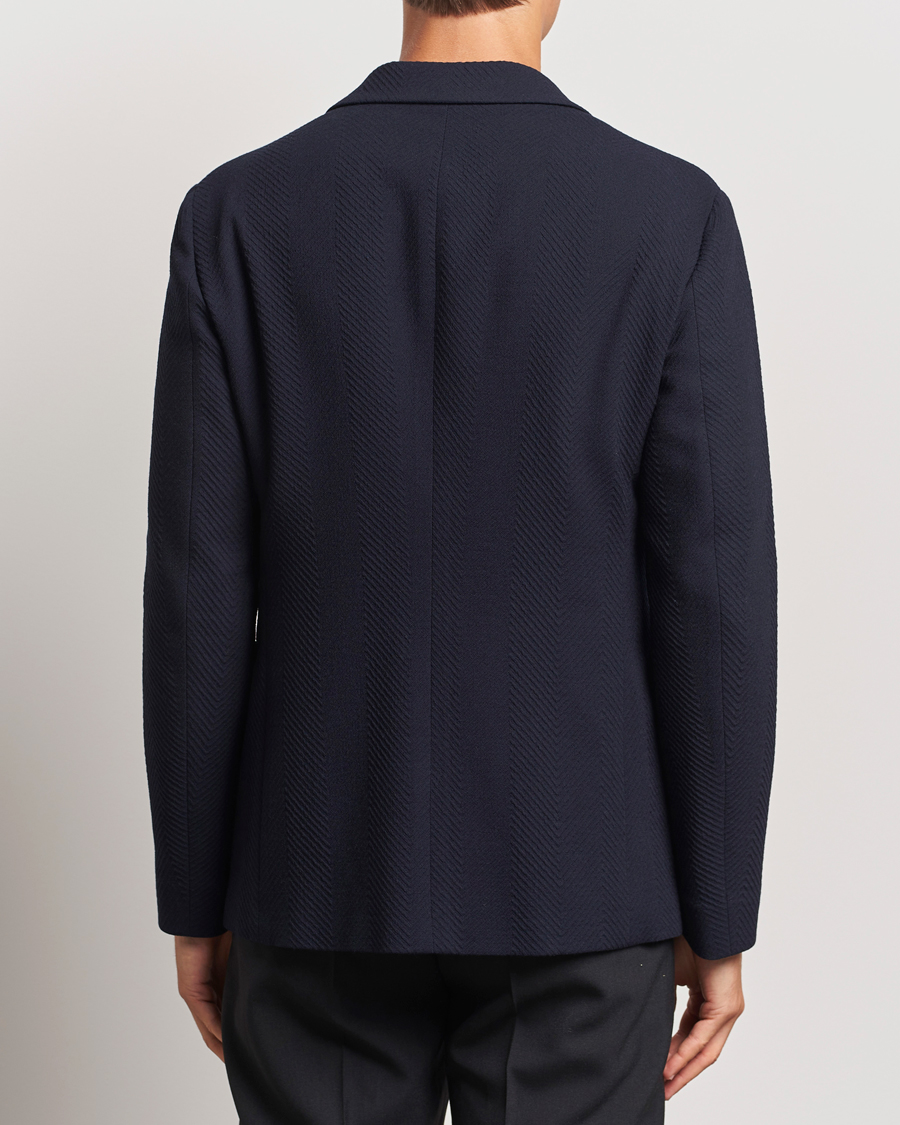Homme | Blazers | Giorgio Armani | Chevron Wool Stretch Blazer Navy