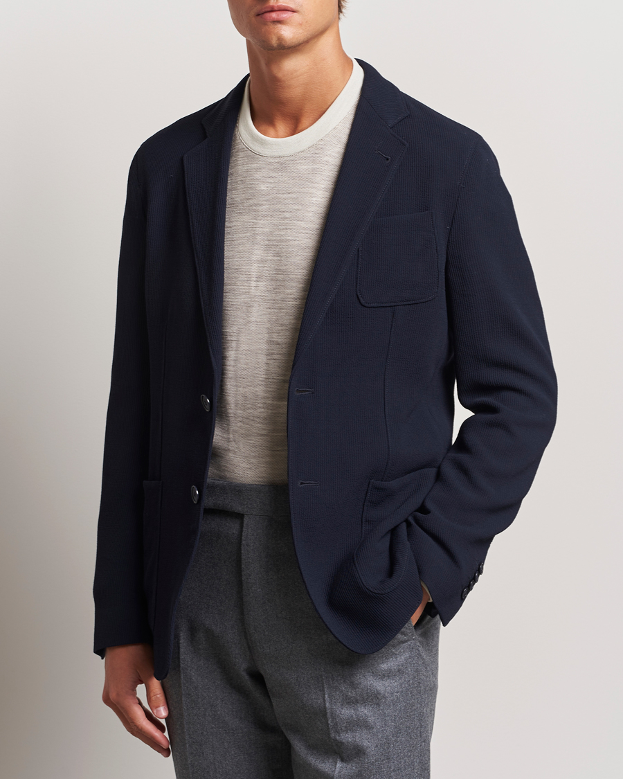 Homme | Blazers | Giorgio Armani | Stretch Wool Blazer Navy