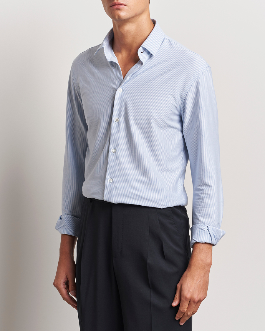 Homme | Chemises | Giorgio Armani | Jersey Stretch Shirt Light Blue Stripe