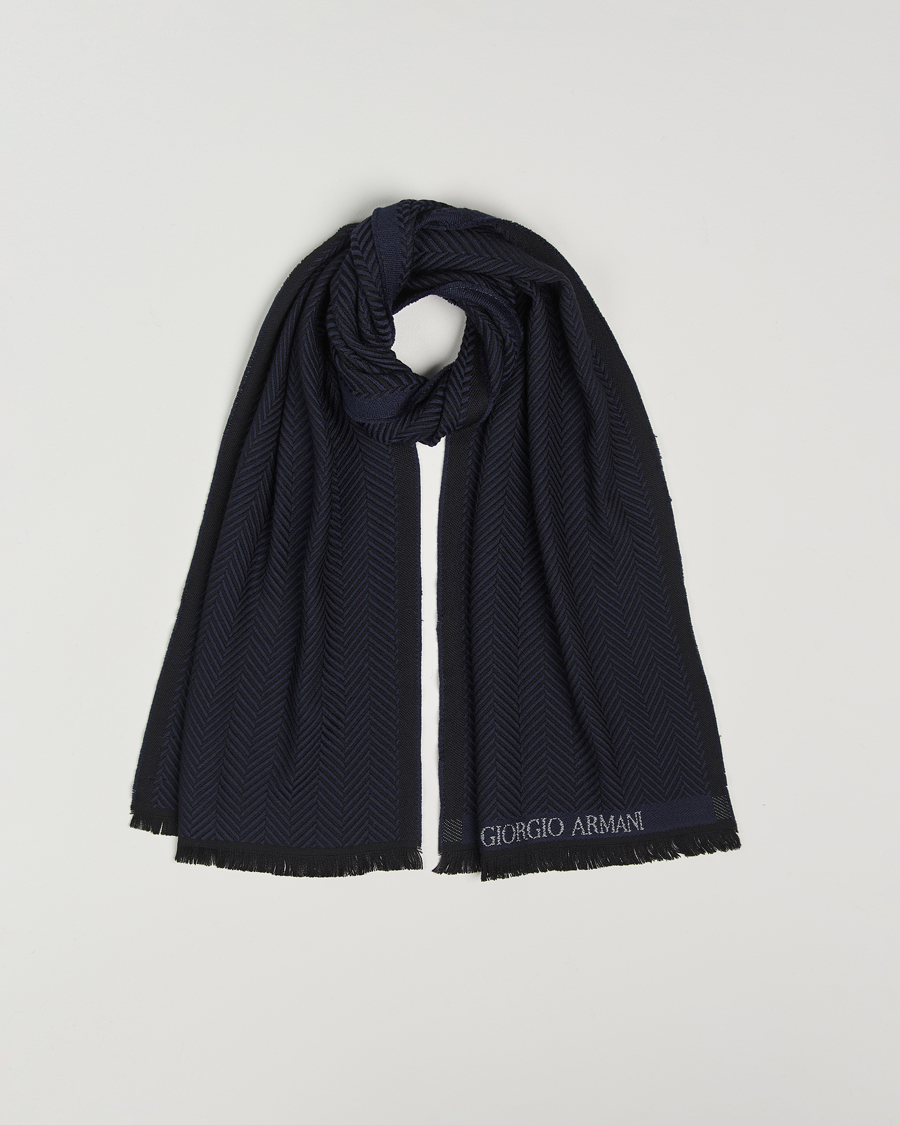Heren | Giorgio Armani Wool Chevron Scarf Navy | Giorgio Armani | Wool Chevron Scarf Navy