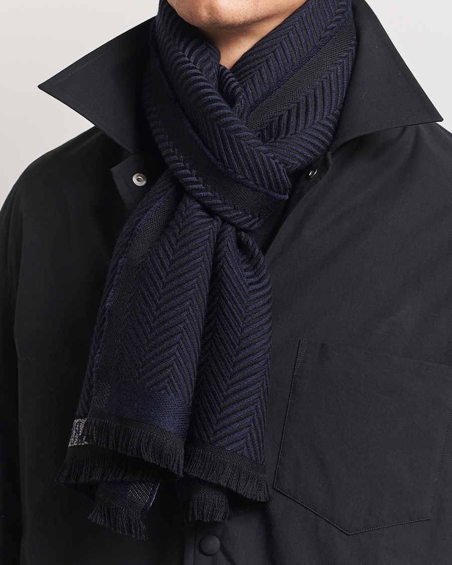 Heren | Giorgio Armani Wool Chevron Scarf Navy | Giorgio Armani | Wool Chevron Scarf Navy