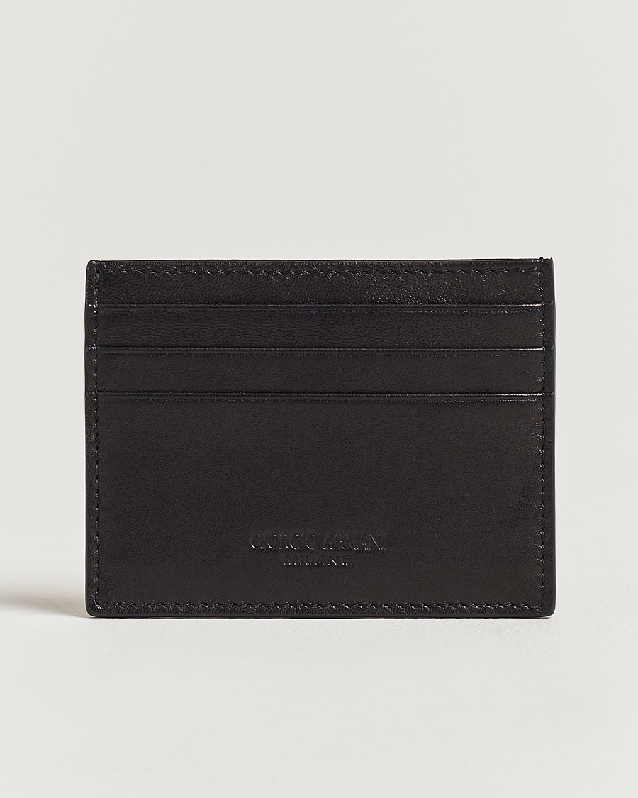 Heren | Giorgio Armani Nappa Leather Card Holder Black | Giorgio Armani | Nappa Leather Card Holder Black