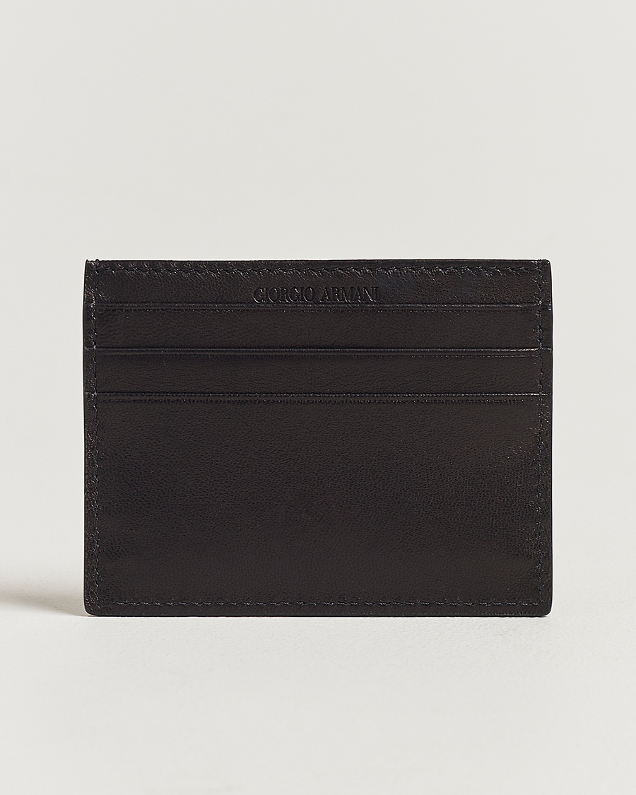 Heren | Giorgio Armani Nappa Leather Card Holder Black | Giorgio Armani | Nappa Leather Card Holder Black