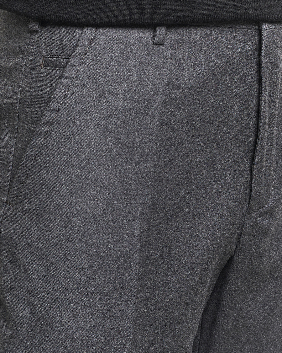 Homme | Pantalons | Incotex | Regular Fit Flannel Trousers Grey