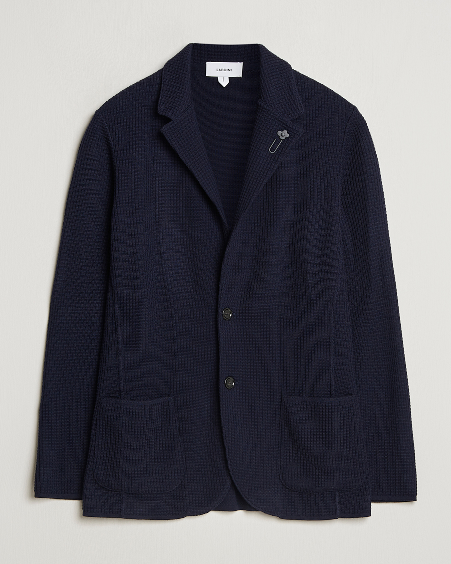 Heren | Blazers | Lardini | Knitted Structure Wool Blazer Navy