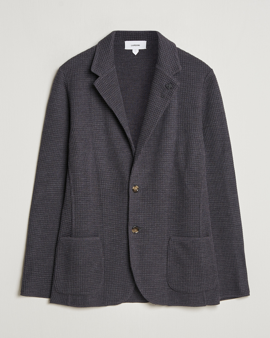 Heren | Blazers | Lardini | Knitted Structure Wool Blazer Dark Grey