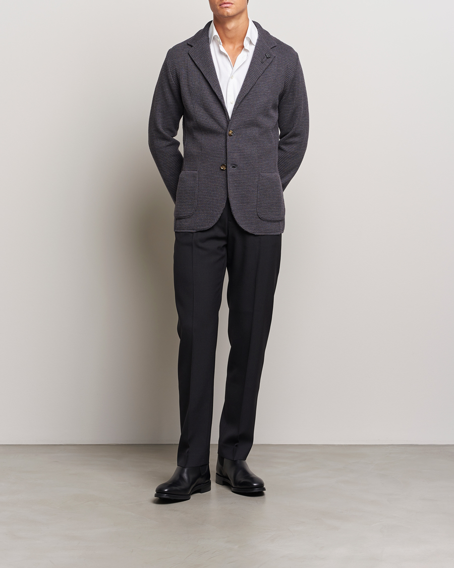 Heren | Blazers | Lardini | Knitted Structure Wool Blazer Dark Grey