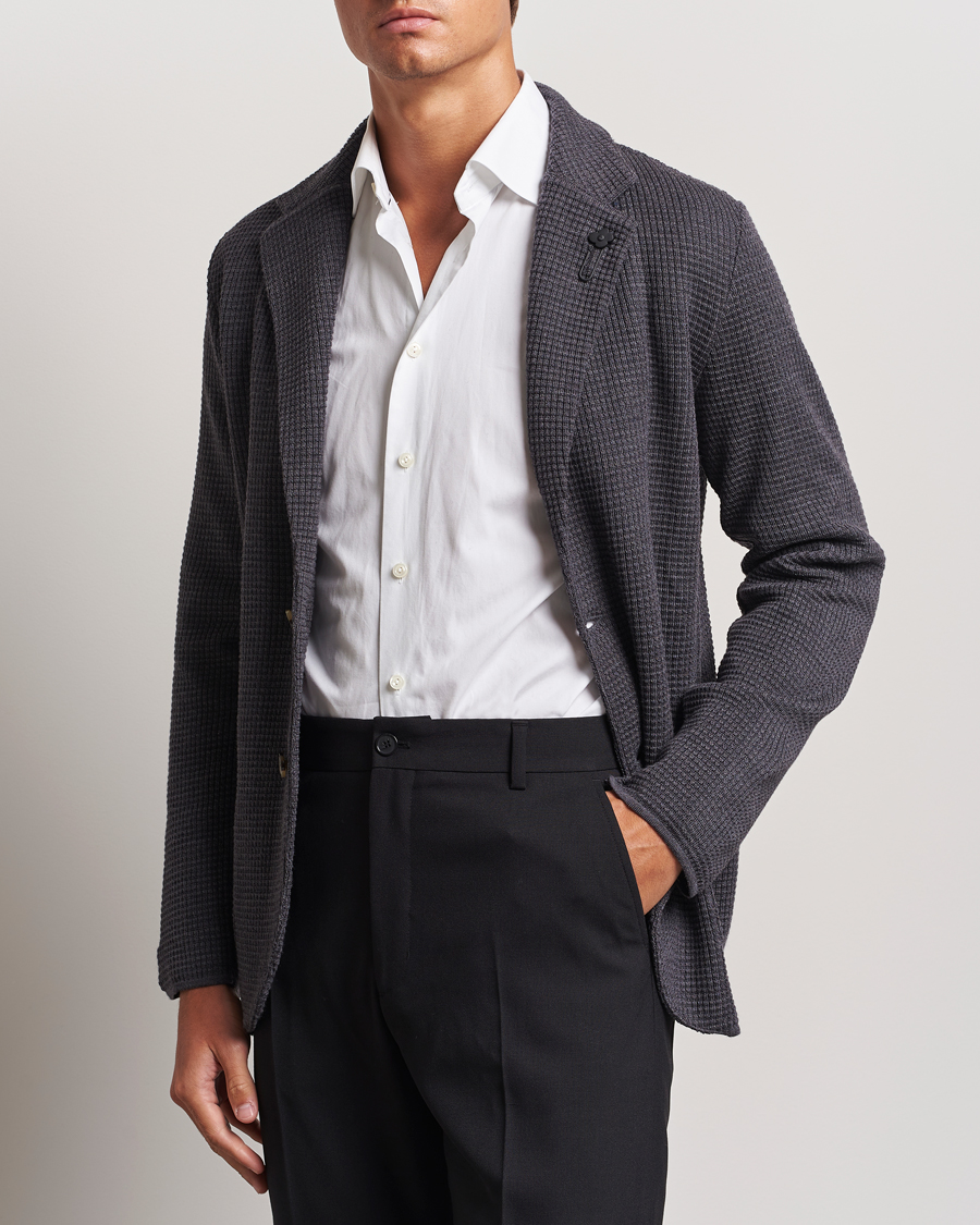 Heren | Blazers | Lardini | Knitted Structure Wool Blazer Dark Grey