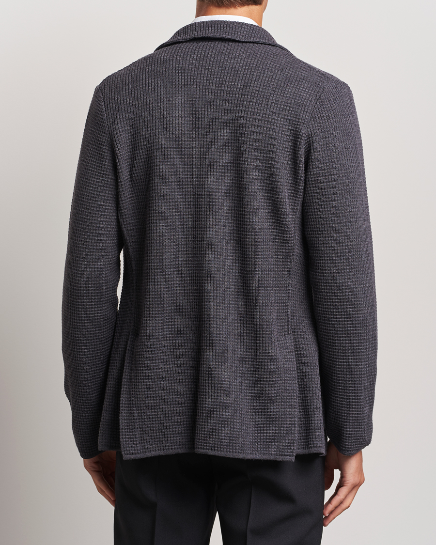 Heren | Blazers | Lardini | Knitted Structure Wool Blazer Dark Grey