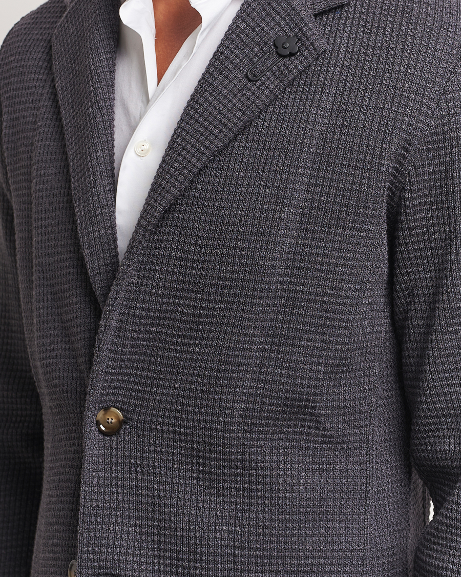 Heren | Blazers | Lardini | Knitted Structure Wool Blazer Dark Grey