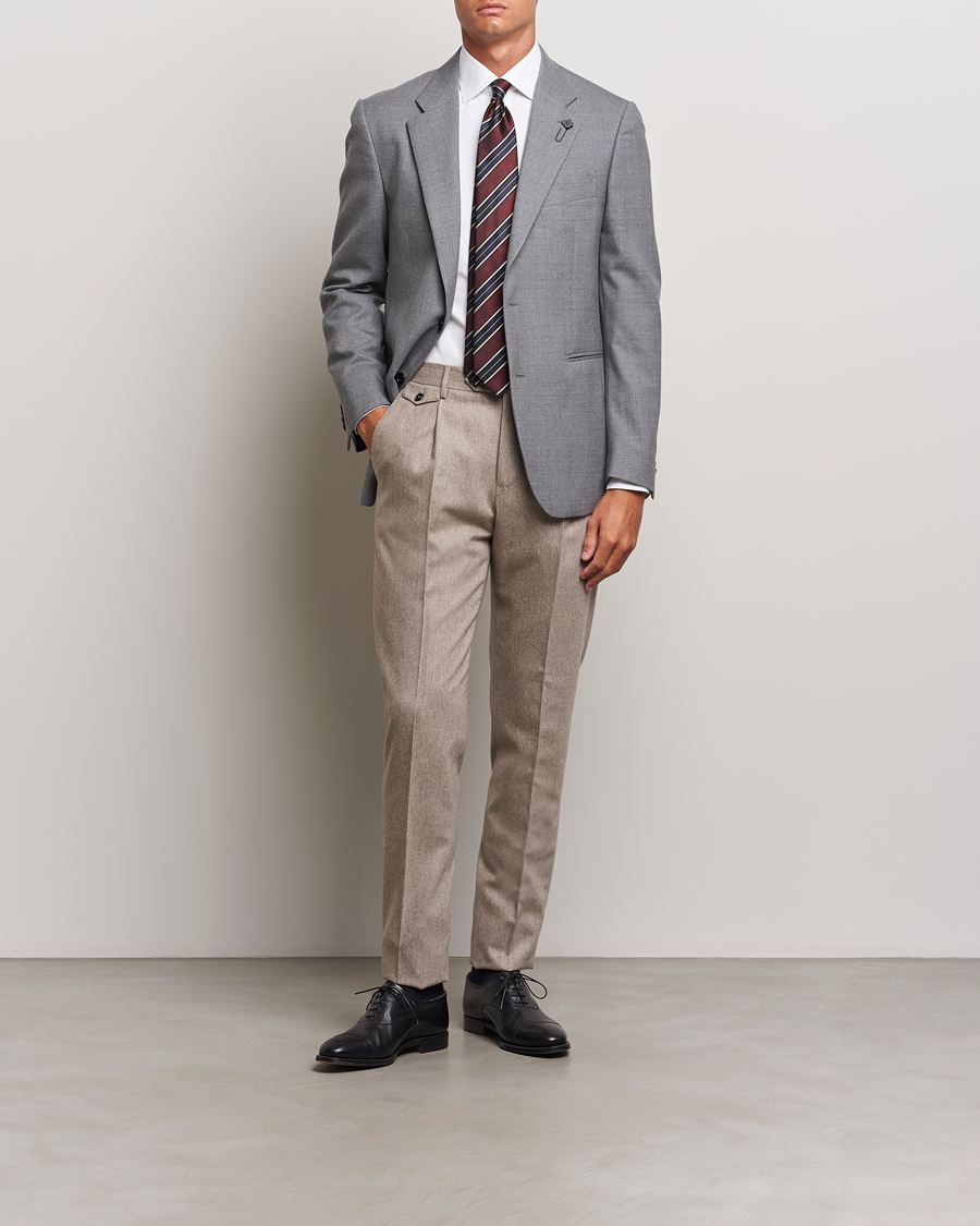 Homme | Blazers | Lardini | Wool Flannel Blazer Light Grey