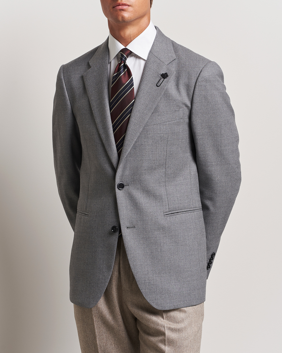 Homme | Blazers | Lardini | Wool Flannel Blazer Light Grey