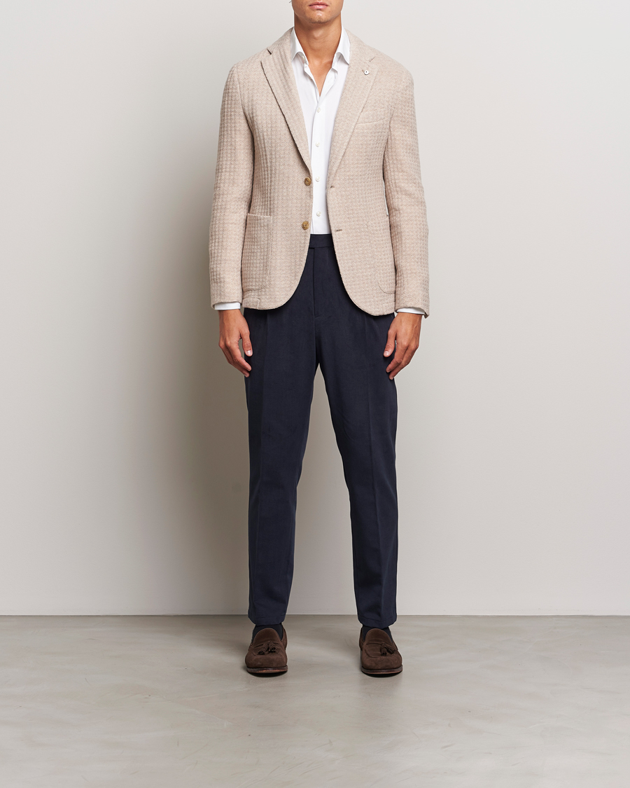 Heren | Blazers | L.B.M. 1911 | Knitted Punto Wool Structure Blazer Camel