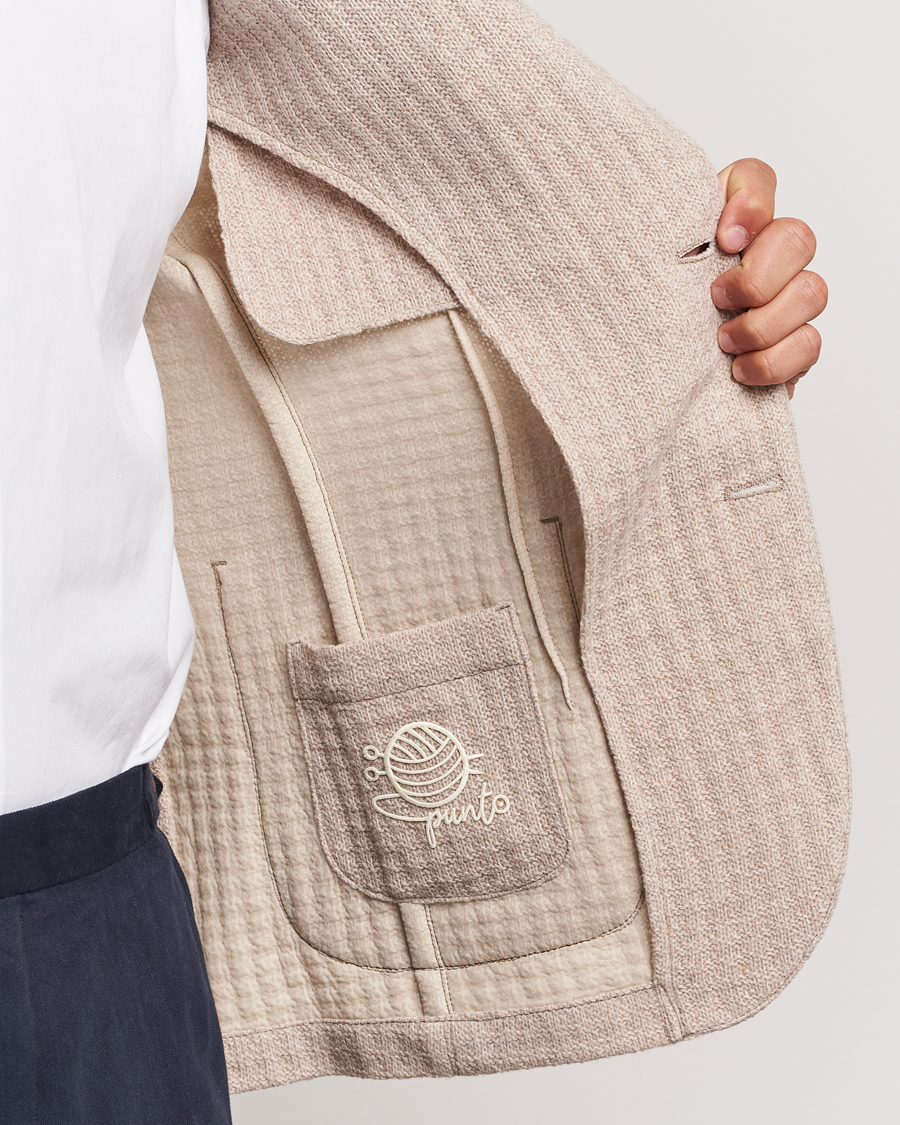 Heren | Blazers | L.B.M. 1911 | Knitted Punto Wool Structure Blazer Camel