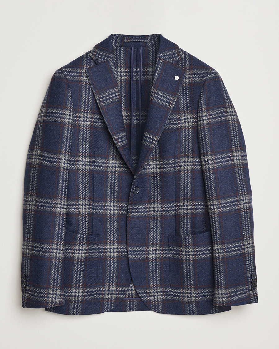 Heren | Blazers | L.B.M. 1911 | Jack Regular Checked Wool Blazer Navy