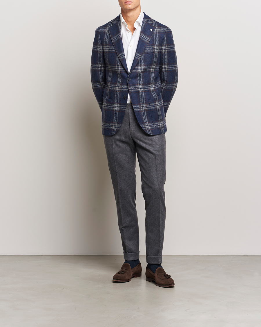 Heren | Blazers | L.B.M. 1911 | Jack Regular Checked Wool Blazer Navy