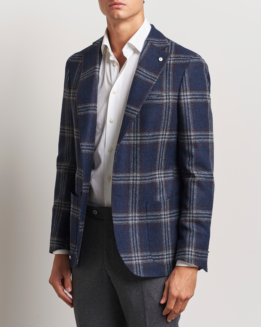 Heren | Blazers | L.B.M. 1911 | Jack Regular Checked Wool Blazer Navy
