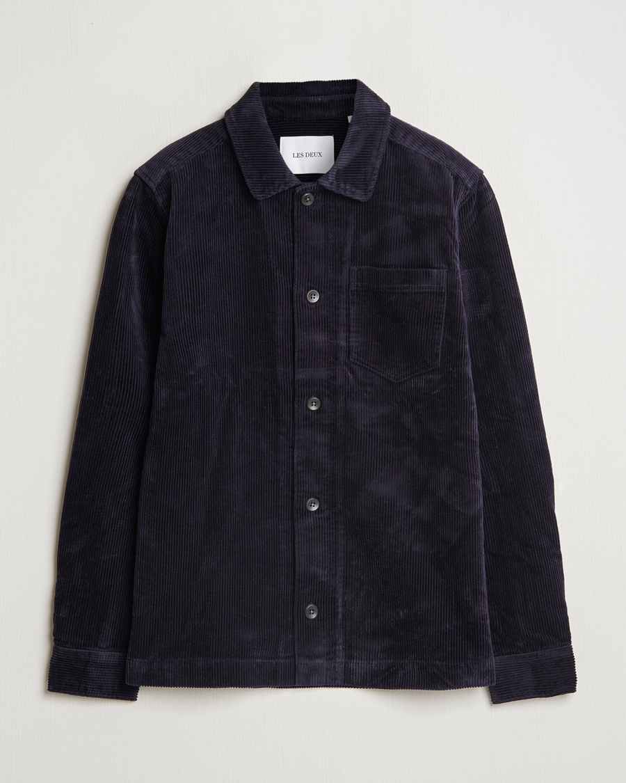 Homme | Chemises | LES DEUX | Layton Corduroy Overshirt Dark Navy