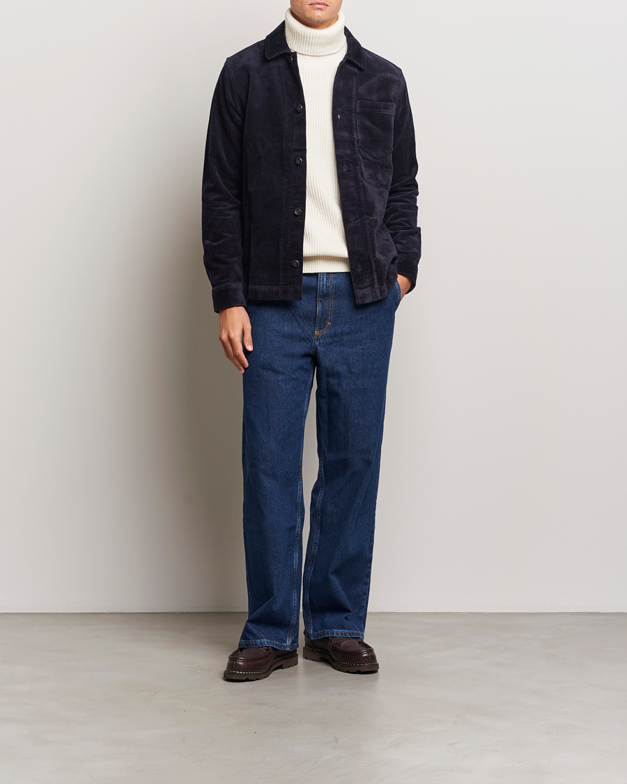 Homme | Chemises | LES DEUX | Layton Corduroy Overshirt Dark Navy