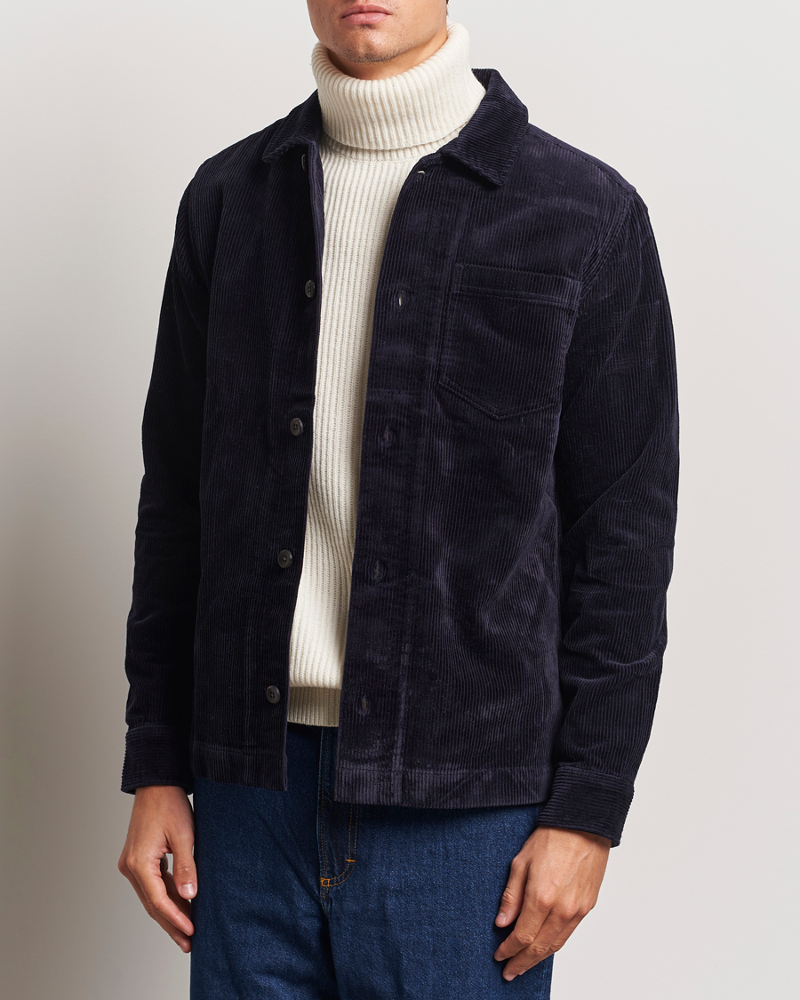 Homme | Chemises | LES DEUX | Layton Corduroy Overshirt Dark Navy