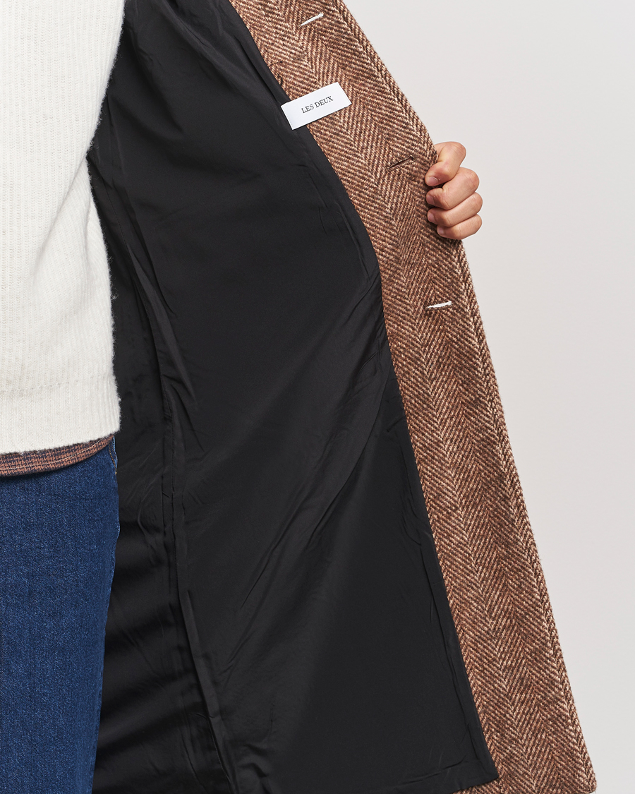 Homme | Manteaux Et Vestes | LES DEUX | Maximilian Herringbone Coat Coffe Brown