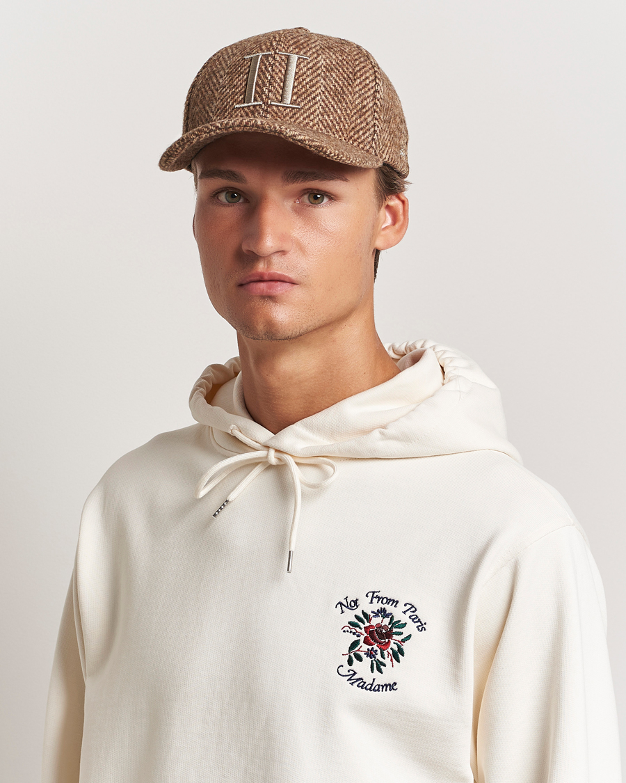 Homme | Les Deux Herringbone Baseball Cap Coffee Brown | LES DEUX | Herringbone Baseball Cap Coffee Brown
