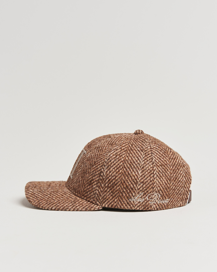 Homme | Les Deux Herringbone Baseball Cap Coffee Brown | LES DEUX | Herringbone Baseball Cap Coffee Brown