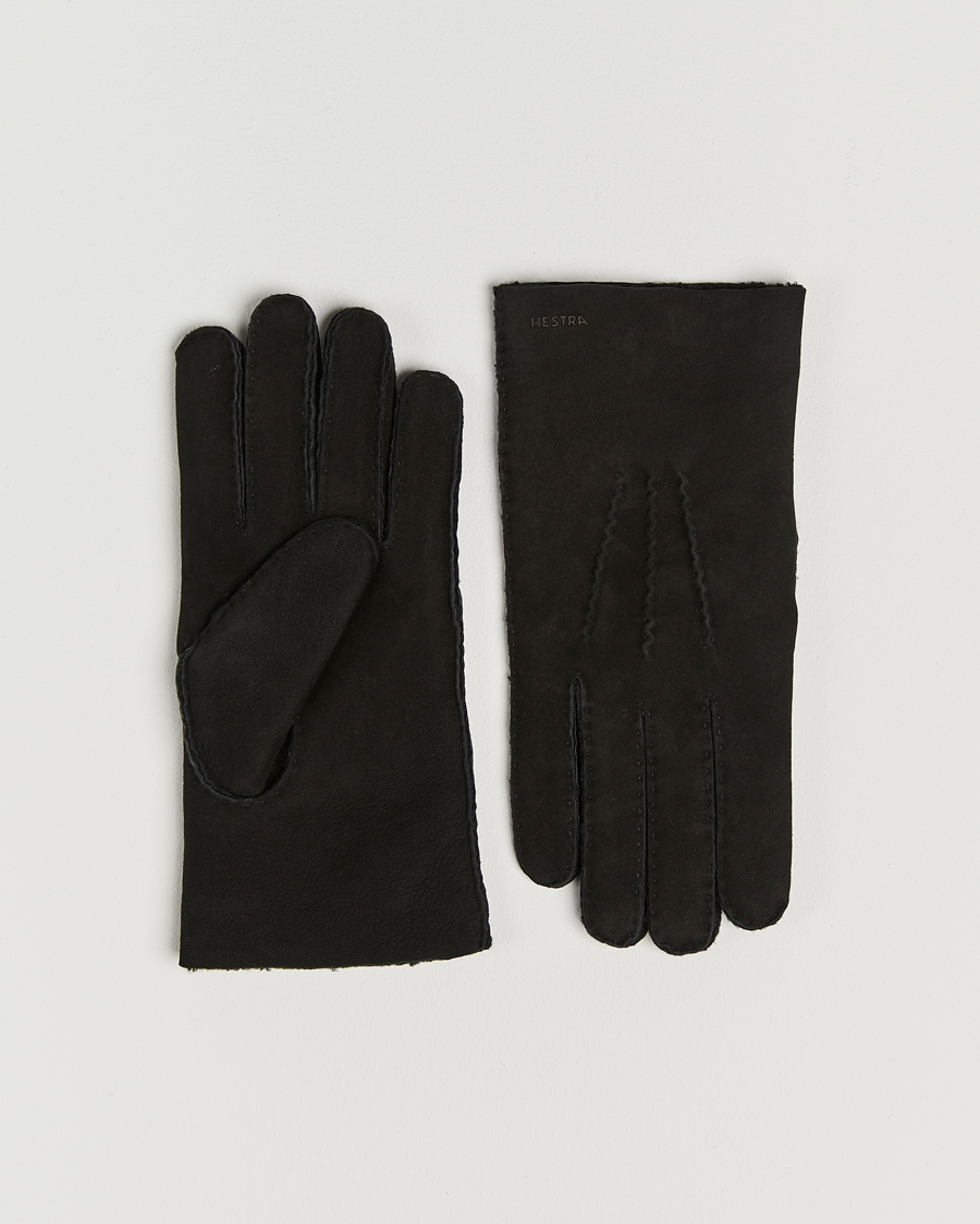 Heren | Handschoenen | Hestra | Bernard Lambskin Suede Glove Black