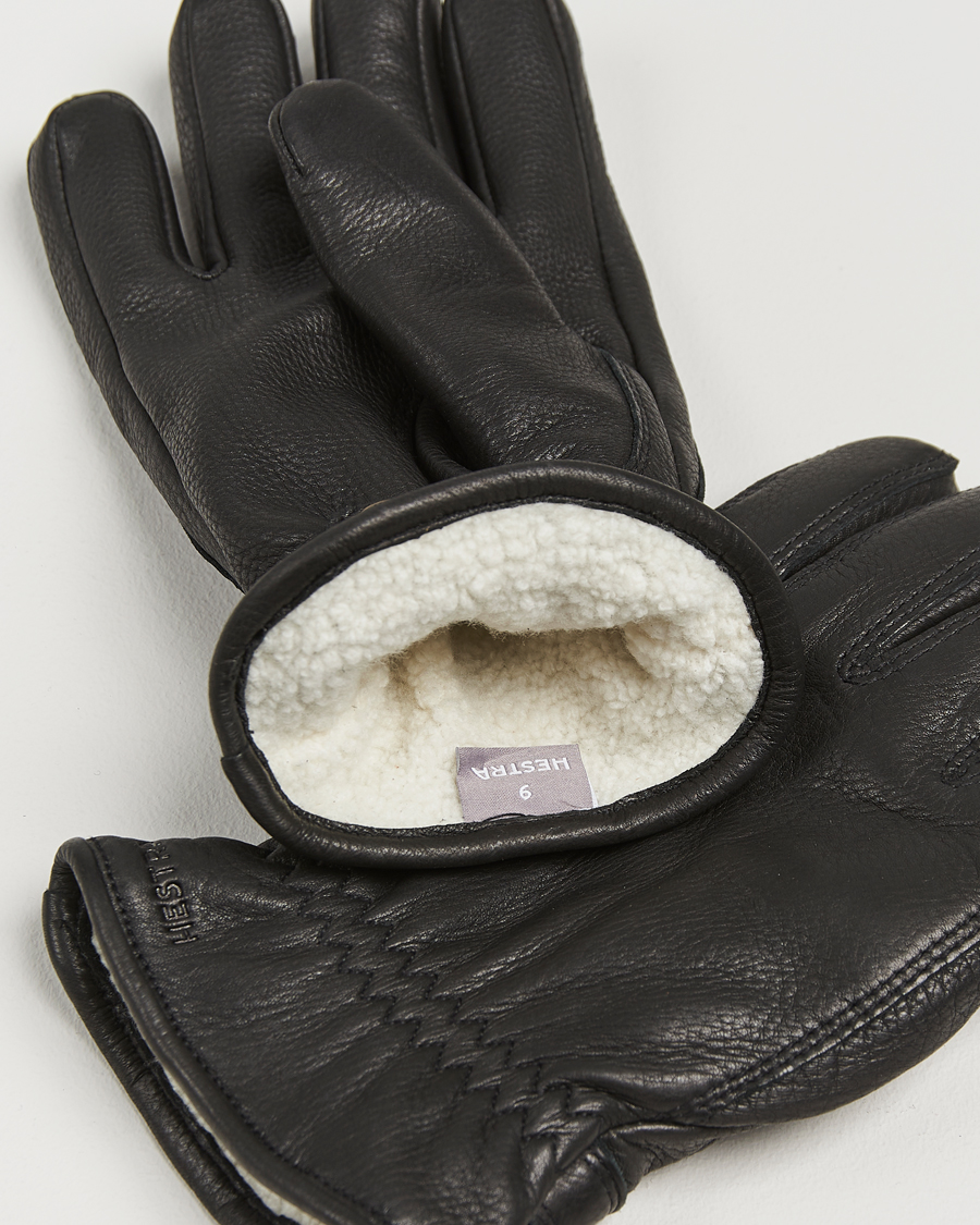 Heren | Handschoenen | Hestra | Burensvik Deerskin Wool Pile Glove Black
