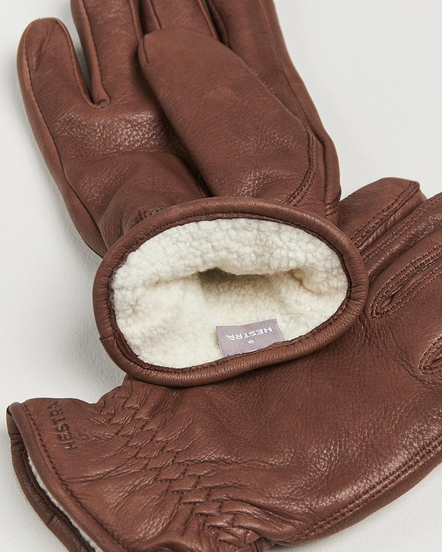 Heren | Handschoenen | Hestra | Burensvik Deerskin Wool Pile Glove Chocolate