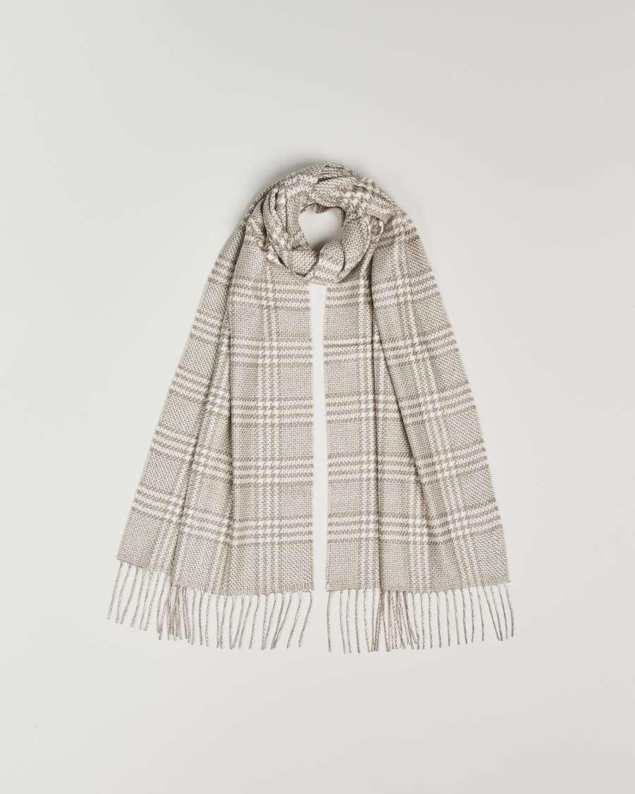 Heren | Piacenza Cashmere Cashmere/Silk Houndstooth Scarf Light Beige | Piacenza Cashmere | Cashmere/Silk Houndstooth Scarf Light Beige