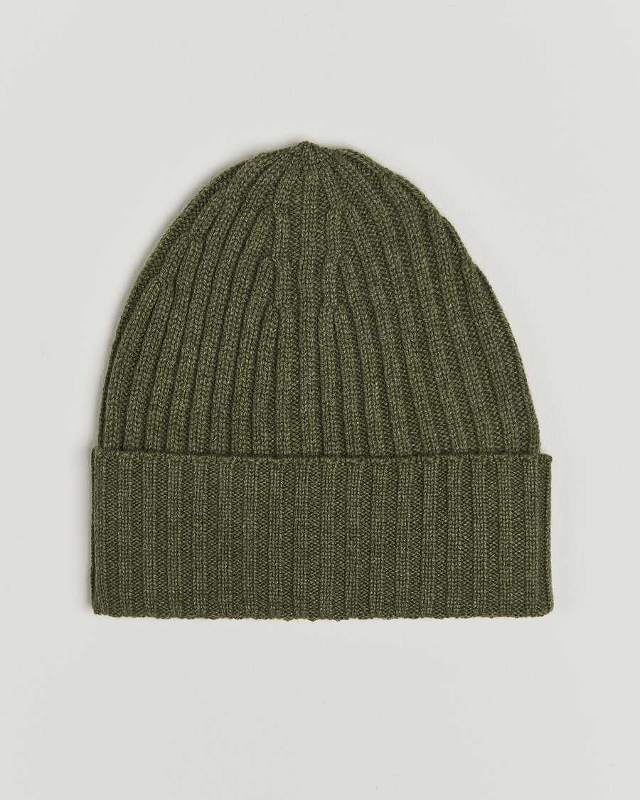 Heren | Piacenza Cashmere Ribbed Cashmere Beanie Olive | Piacenza Cashmere | Ribbed Cashmere Beanie Olive