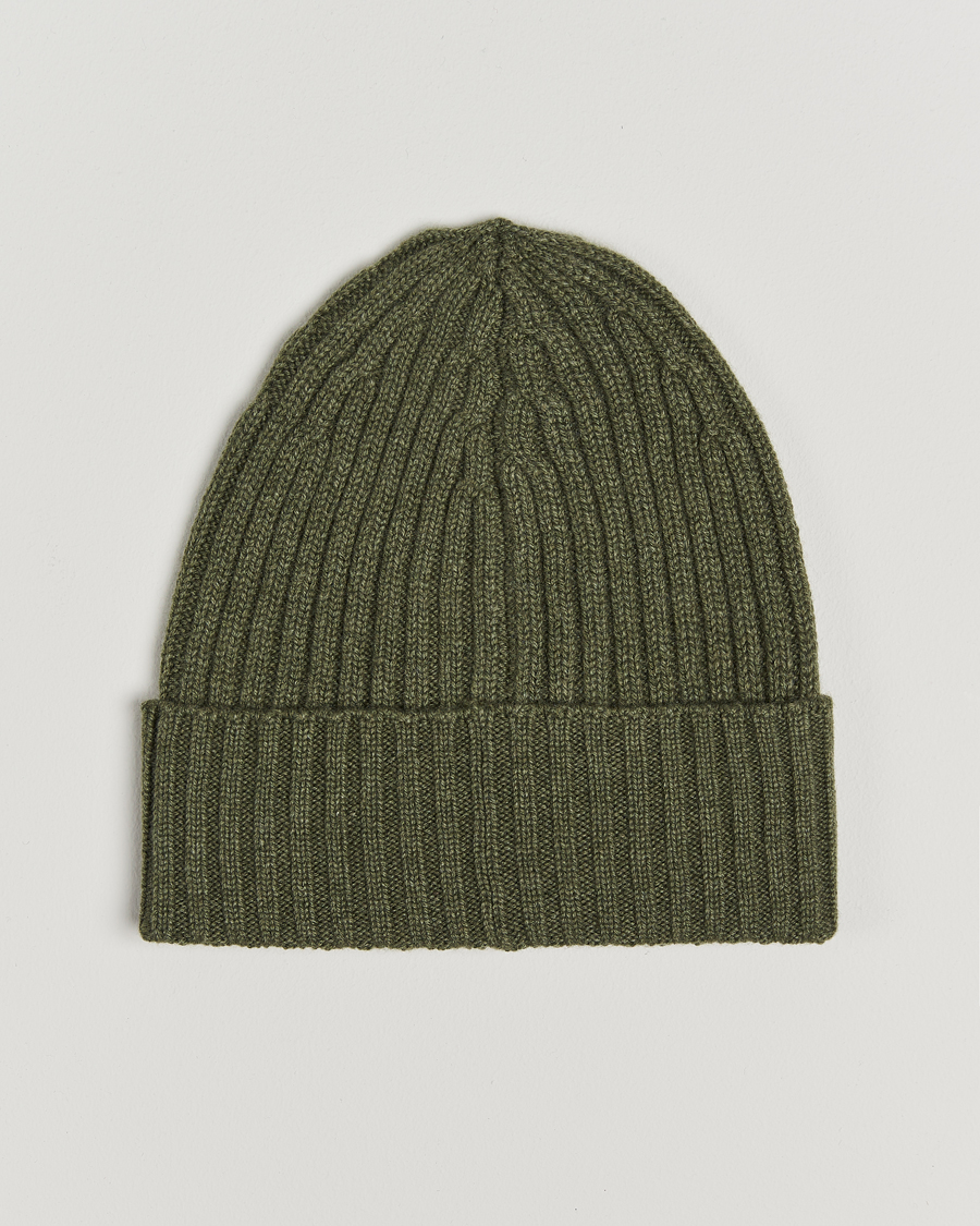 Heren | Piacenza Cashmere Ribbed Cashmere Beanie Olive | Piacenza Cashmere | Ribbed Cashmere Beanie Olive