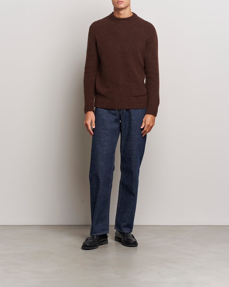 Homme | Pulls Et Tricots | Piacenza Cashmere | Brushed Wool Crew Neck Dark Brown