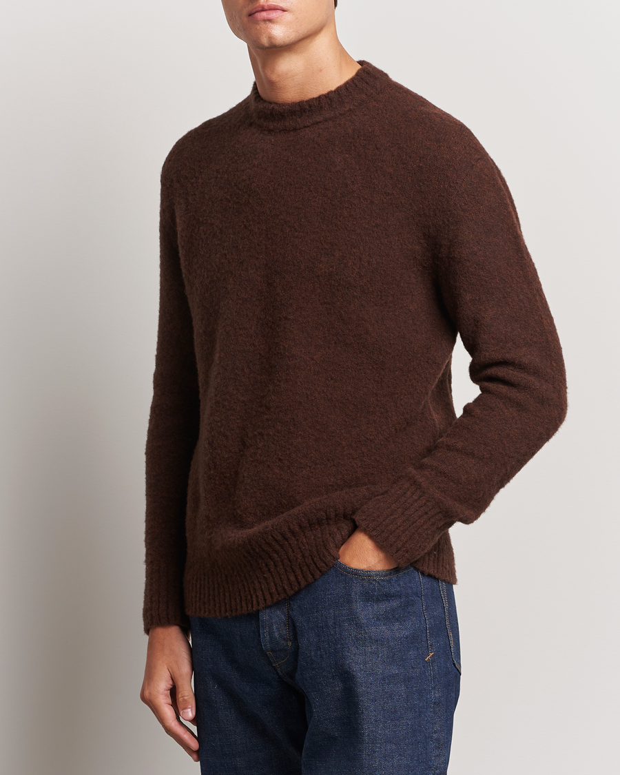 Homme | Pulls Et Tricots | Piacenza Cashmere | Brushed Wool Crew Neck Dark Brown